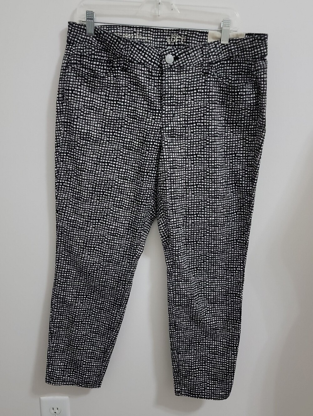 Ann Taylor Loft 31/12 Curvy Skinny Pockets Black & White Print Ladies Pants EUC